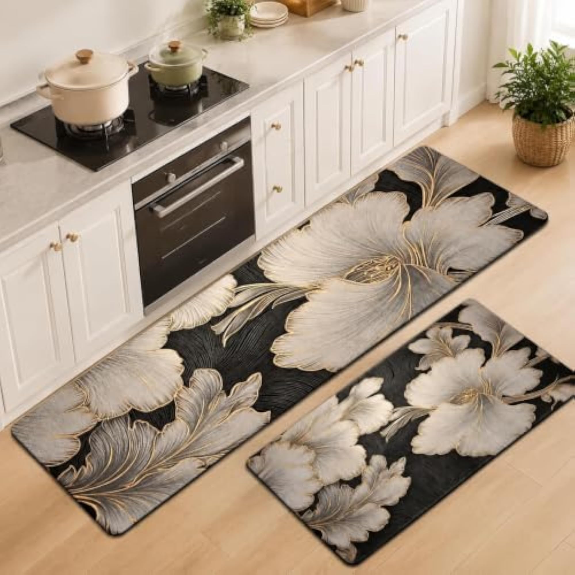 Floral Printed Kitchen Floor Mat Set of 2